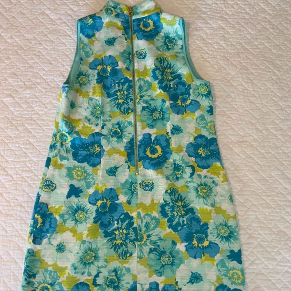 Sail to Sable Dress Size Large – Sleeveless Shift – Aqua Blue Green Floral (D16) - Picture 3 of 6